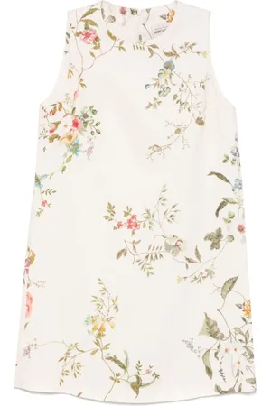 SEMICOUTURE White Floral Print Sleeveless Dress