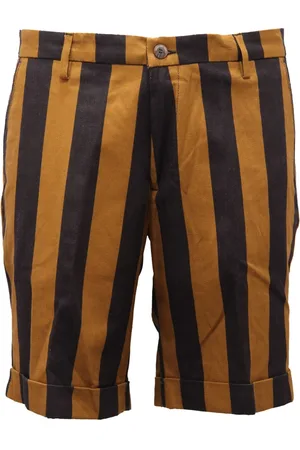 MICHAEL COAL Casual Shorts, male, , W34, Striped Cotton/Linen Bermuda Shorts