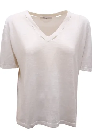 KANGRA CASHMERE Linen V-Neck Top Model 8960