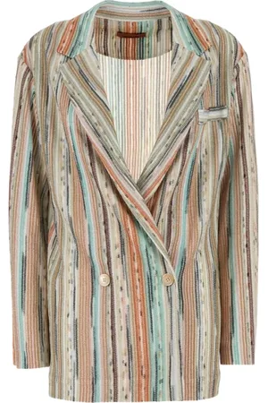 Missoni Green Lamé Striped Blazer Jacket