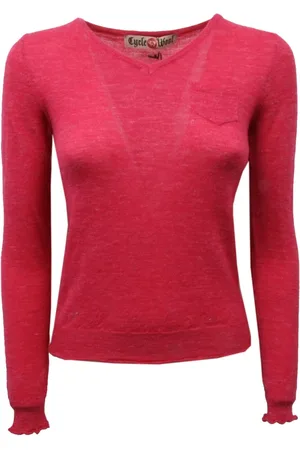Cycle V-neck Knitwear, female, , S, Fuchsia Wool Blend Jumper