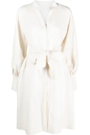 ELEVENTY Midi Dresses, female, , M, Linen Midi Dress with Puff Sleeves