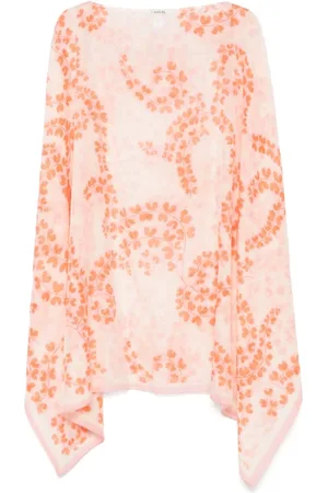 Lanvin Beachwear, female, , ONE SIZE, Floral Print Beachwear with Boat Neck