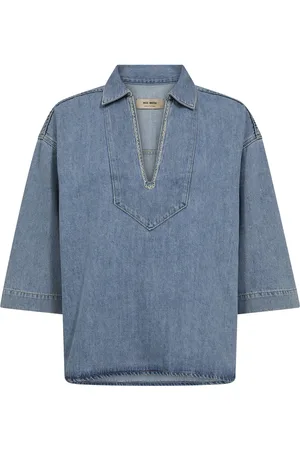 Mos Mosh Blouses, female, , XS, Bohemian Denim Shirt with Embroidered Details