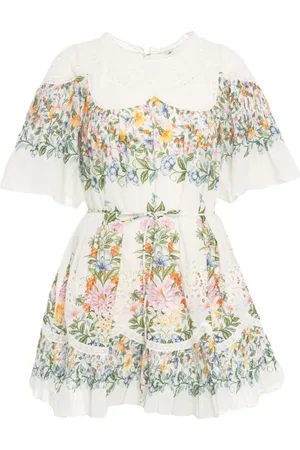 Farm Rio White Floral Mini Dress with Belt