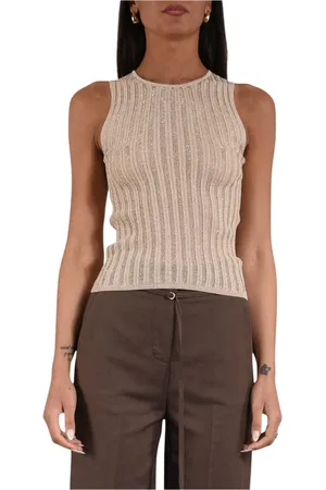 Patrizia Pepe Sleeveless Tops, female, , S, Ribbed lurex tank top