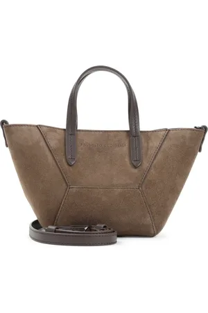 Brunello Cucinelli Handbags, female, , ONE SIZE, Suede Shoulder Bag Nude & Neutrals