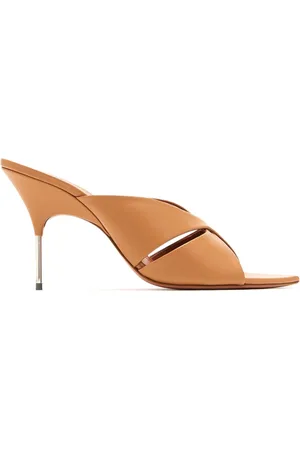 Amina Muaddi Heeled Mules, female, , 3 1/2 UK, Suede Mules in Latte Color