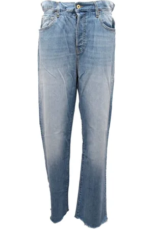 Cycle Ruffled Straight Bleached Denim Jeans