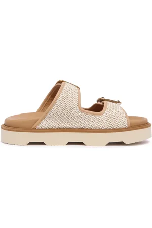Hogan Sliders, female, , 4 UK, Raffia Sandal with Buckle Embroidery