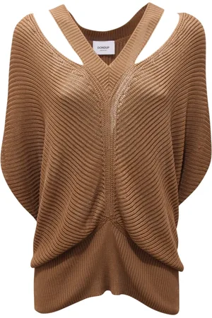 Dondup V-neck Knitwear, female, , XS, Camel Tank Top Made in Italy