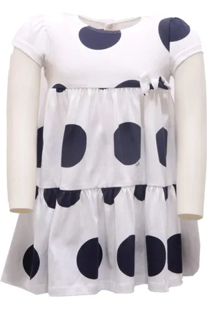 Il gufo Dresses, female, , 6 M, Short Sleeve Kids Dress Blue Polka