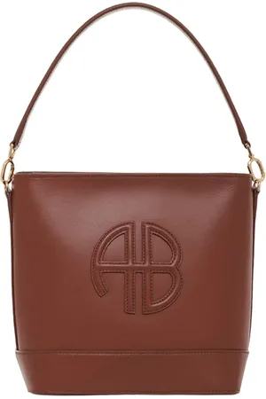 ANINE BING Cognac Leather Bucket Bag with Strap