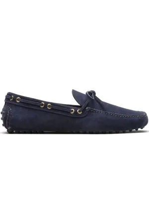 CAR SHOE Sailor Shoes, male, , 9 1/2 UK, Navy Suede Slip-On Shoes