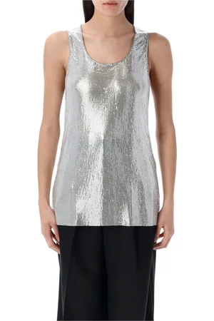 JUNYA WATANABE Sleeveless Tops, female, , M, Metallic Mesh Tank Top Sleeveless Scoop Neck