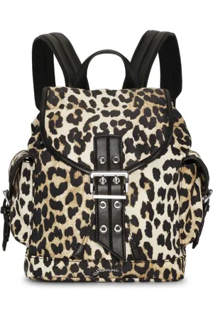 Ganni Backpacks, female, , ONE SIZE, Brown Foldover Drawstring Bag