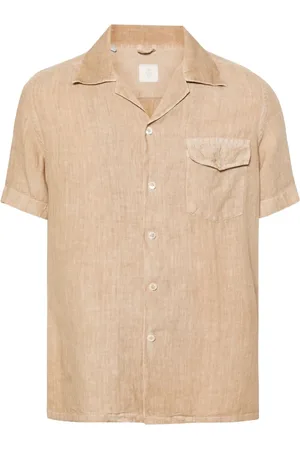 ELEVENTY Short Sleeve Shirts, male, , 2XL, Casual Linen Short Sleeve Shirt