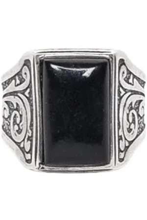 GOTI Rings, male, , 61 MM, Rectangular Onyx Silver Ring