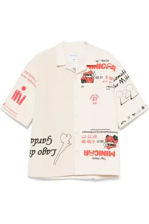 Marine Serre Short Sleeve Shirts, male, , S, Graphic Print Button-Up Shirt
