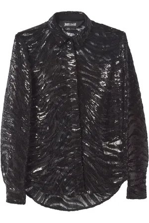 Roberto Cavalli Shirts, female, , XS, Tiger Lace Long Sleeve Shirt
