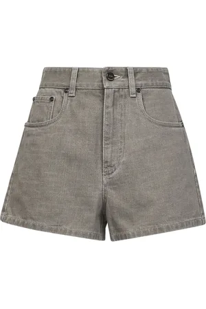 Fendi Denim Shorts, female, , S, Grey Flared Shorts with Logo Detail