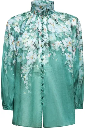ZIMMERMANN Floral Silk Blouse with Zip Closure