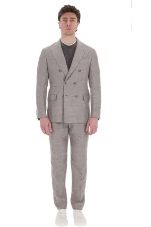 Brunello Cucinelli Elegant Dove Grey Linen-Wool-Silk Dress