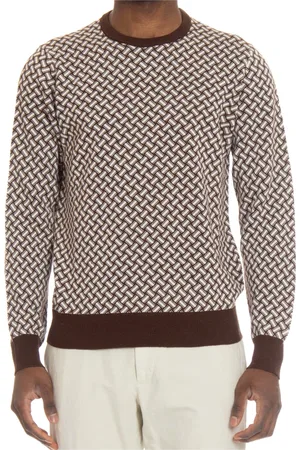 DRUMOHR Round-neck Knitwear, male, , 2XL, Iconic Biscottino Jacquard Jumper