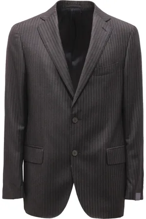 LARDINI Wool Pinstripes Suit Dark Grey