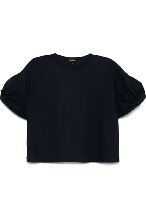 Emporio Armani Blouses, female, , M, Crew Neck Top with Knot Detailing
