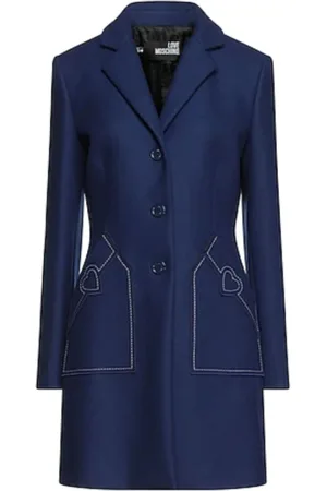 Moschino Single-Breasted Coats, female, , L, Wool Blend Coat with Heart Embroidery