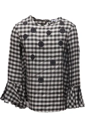 Dondup Blouses, female, , 10 Y, Kids Shirt Grey/White Embroidered Details