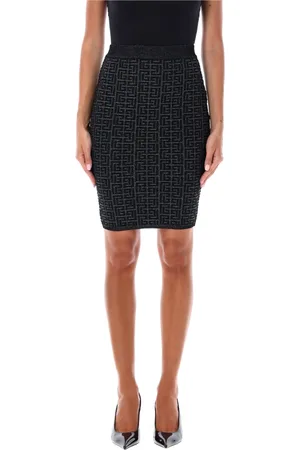 Balmain Chic Monogram 3D Silver Skirt