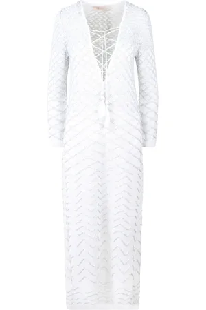 CIRCUS HOTEL Sequined Caftan Dress with Braided Closure