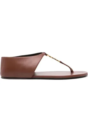 Saint Laurent Flat Sandals, female, , 6 UK, Logo Plaque Sandals Women Italy