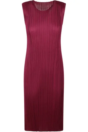 Issey Miyake March Pleated Midi Dress with Slits