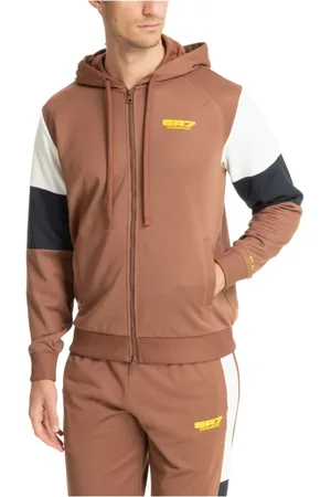 EA7 Zip-throughs, male, , M, Patterned Multicolour Hoodie with Drawstring Closure