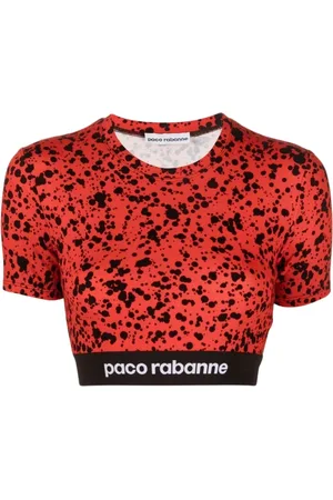 Paco rabanne Training T-Shirts, female, , XS, Paint-Splatter Crop Top