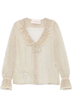 VALENTINO Blouses, female, , S, Shirt with Button Placket and Ruffled Detailing