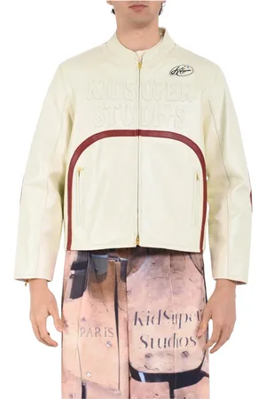 KIDSUPER STUDIOS Leather Jackets, male, , XL, Leather biker jacket with patches