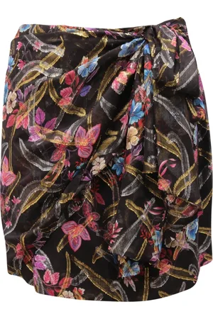 Pinko Floral Silk Skirt with Zip Closure