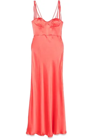 Pinko Maxi Dresses, female, , S, Coral Sweetheart Neck Dress