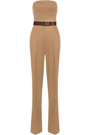 Elisabetta Franchi Jumpsuits, female, , XL, Off-Shoulder Jumpsuit with Crossed Laces