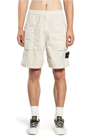 Stone Island Canvas Elastic Waist Shorts with Pockets