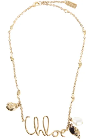 Chloé Gold Shell Pearl Bracelet with Logo