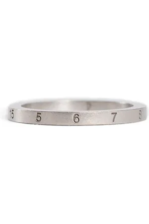 Maison Margiela Rings, male, , 44 MM, Engraved Numeric Logo Silver Ring