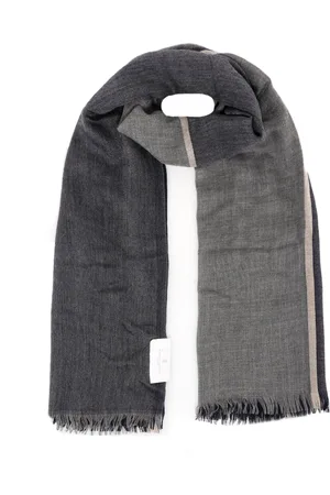 Brunello Cucinelli Winter Scarves, male, , ONE SIZE, Check Fringed Scarf Grey