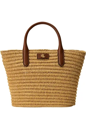 Ralph Lauren Tote Brie media in woven straw