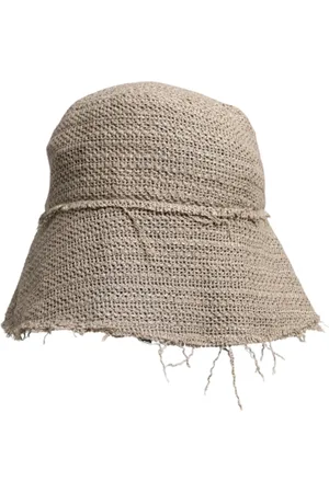 Dolce & Gabbana Hats, male, , 58 CM, Wide Brim Linen Bucket Hat with Logo