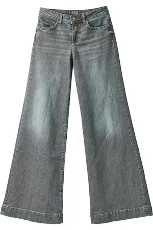 VERSACE Low Waist Wide Leg Denim Trousers